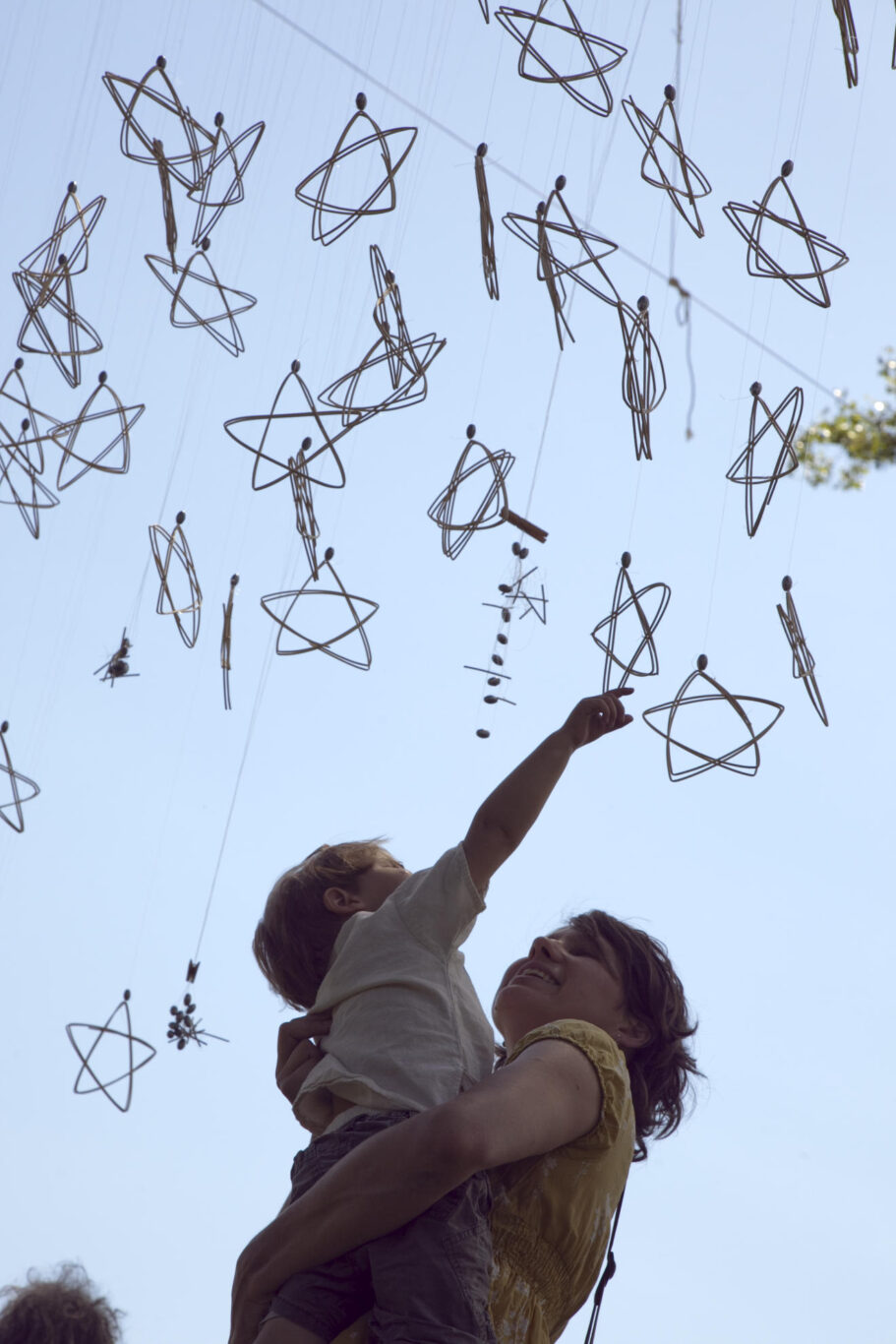 enfants, mère, parent, artisanat, rêve, découverteinstallation, étoiles